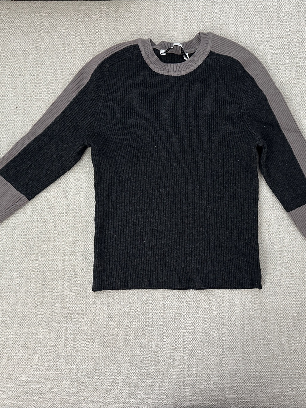 Zara Black Top with Taupe Shoulder Panels
